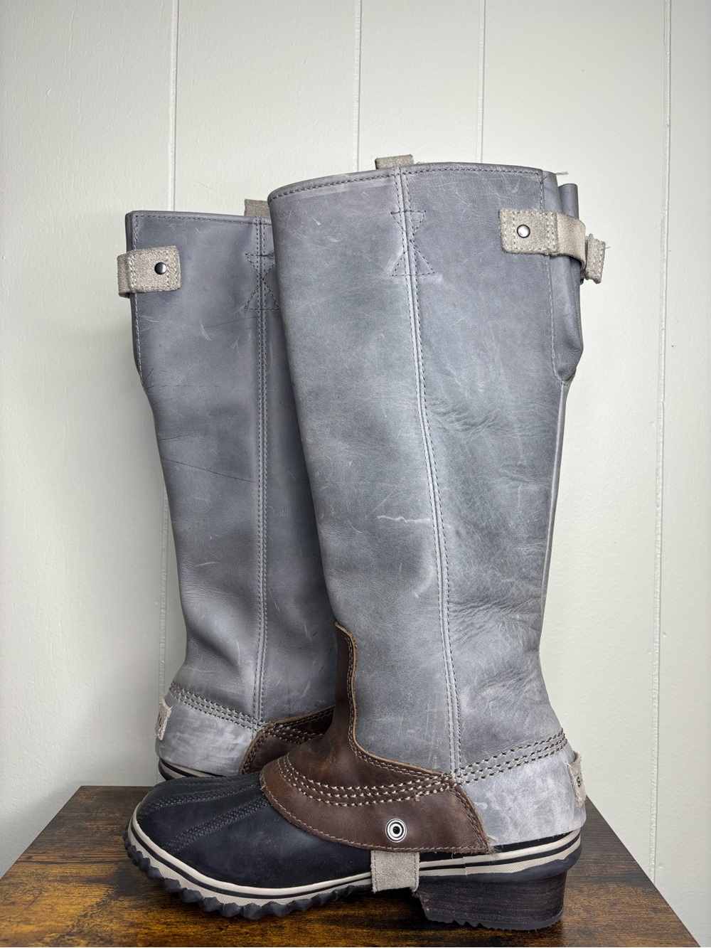 Sorel Slimpack Tall II Riding Boots Womens  Waterproof Leather Gray Size 7.5 - Picture 5 of 8